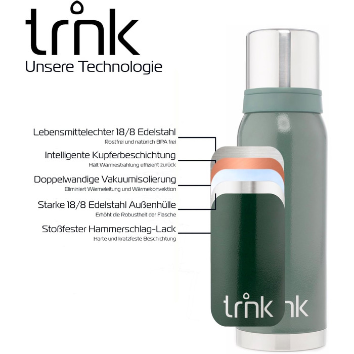 Термос trnk Outdoor Arktis 2, нержавійка, 1200 мл, BPA-free, 32 год тепла, кришка з 2 чашками, можна мити в посудомийці