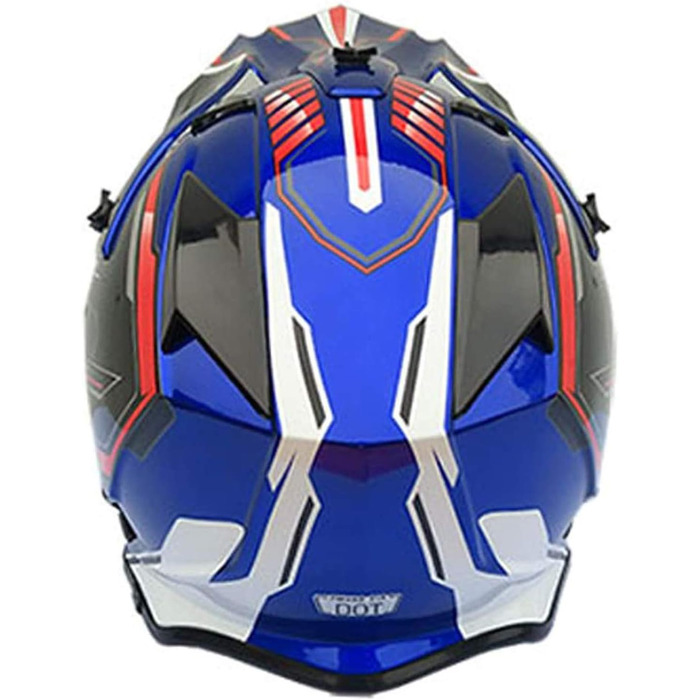 Мотошолом YASE Cross для мотокросу/ендуро/даунхілу, повний захист обличчя, з окулярами, для мопеда/ATV/MTB (чорний/синій/червоний, M (54-55 см))
