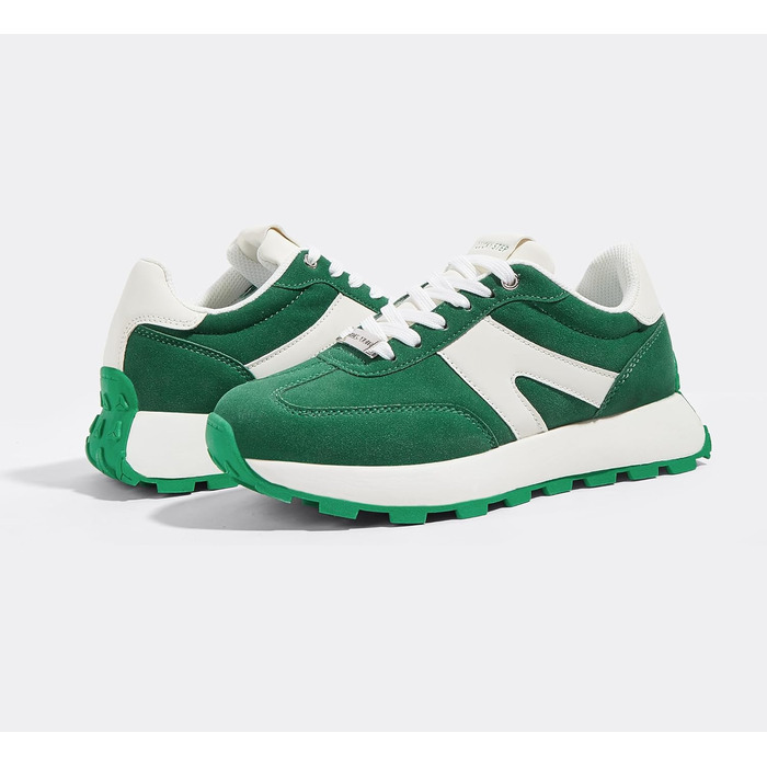 Кросівки жіночі Lucky Step на платформі, ретро стиль – для бігу, тенісу та повсякденного носіння (Зелено-білі, 37 EU)