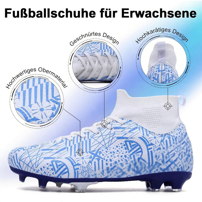 Чоловічі футбольні бутси Madame Fussballschuhe, розмір 36 EU, біло-блакитні