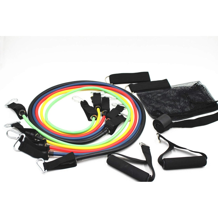 Набір еластичних стрічок для фітнесу Aoory з ручками, петлями для ніг та фіксатором для дверей (11 шт.) для комплексних тренувань, йоги, пілатесу та фітнесу