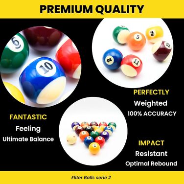 Комплект більярдних куль з чистого фенольного лаку - 16 офіційних куль розміром 57,2 мм для змагань та відпочинку