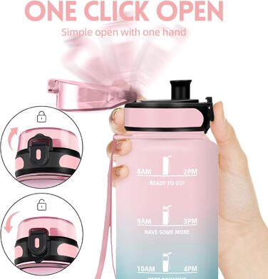 Фляга для води HoneyHolly 1л з фільтром, з маркуванням часу, для спорту, вело, йоги, активного відпочинку (чорний & червоний)