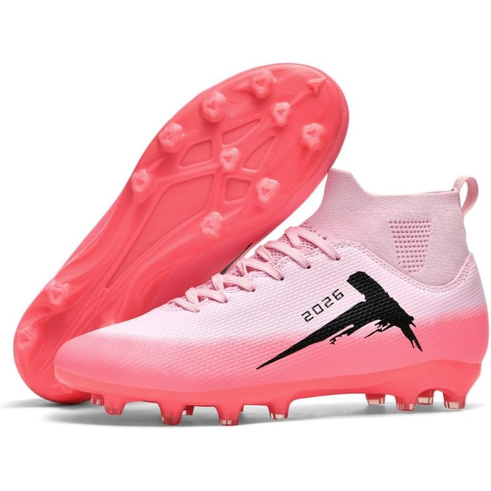 Футбольні черевики для чоловіків, професійні, для штучного газону, легкі, для тренувань, дитячі, зі штифтами, для спорту на відкритому повітрі, рожеві, розмір 40 EU
