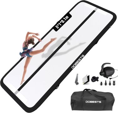 Гімнастичний мат DOBESTS Airtrack 10/20 см, 2-6 м з насосом, для дому, спортзалу, фітнесу, йоги, з сумкою