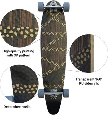 Лонгборд SWITCH Lynx Pintail 97 см для круїзингу, ABEC-9, склопластик, гнучкий, підвіски Paris V2 150 мм, для підлітків і дорослих, легкий, вироблено в Європі