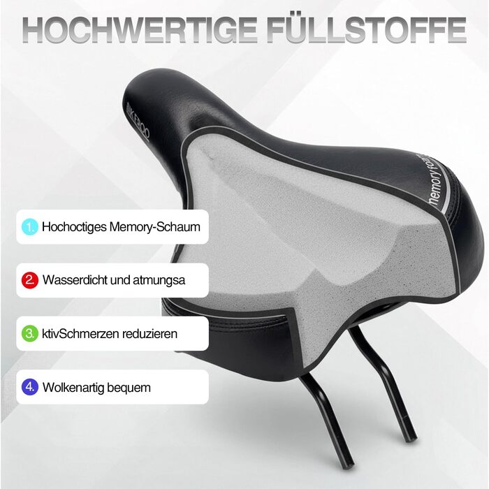 Преміум велосипедний сідло для чоловіків та жінок, водонепроникне, з гелевим наповнювачем, зручне, ергономічне, дихаюче, амортизуюче, для трекінгу, міста, MTB, e-bike