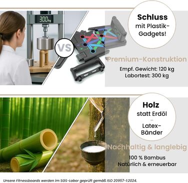 Бамбукова дошка для віджимань Amplitude Lite Premium Push Up Board (65 см) - складана, стабільна, з гумками та інструкцією 30 в 1