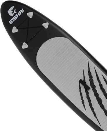Надувна SUP-дошка EISHAI Sharkbite, комплект 7-в-1, з веслом, ременем безпеки, насосом, ремкомплектом, для жінок і чоловіків, навантаження до 130 кг, компактна, чорна