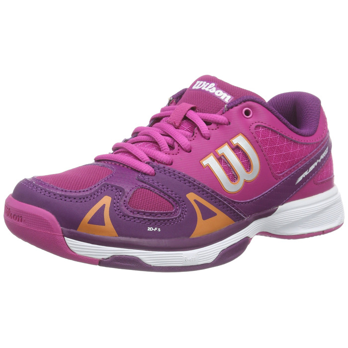 Тенісні кросівки Wilson RUSH PRO Unisex для дітей, 39 EU, кольори Fiesta Pink, Wilson Dark Plumberry, Clementin