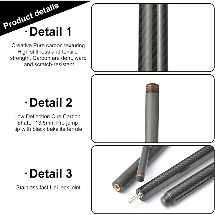 Кю Pool Cue Stick Crown ME з карбону, 20oz, для більярду (CJC01)