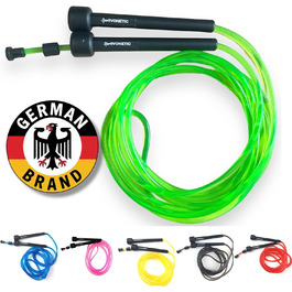 Стрибкове канат для дорослих та дітей - для фітнесу, кросфіту, спорту, боксу та відпочинку. Регульована довжина. Speed Rope, Jump Rope, Sprungseil (Зелений)