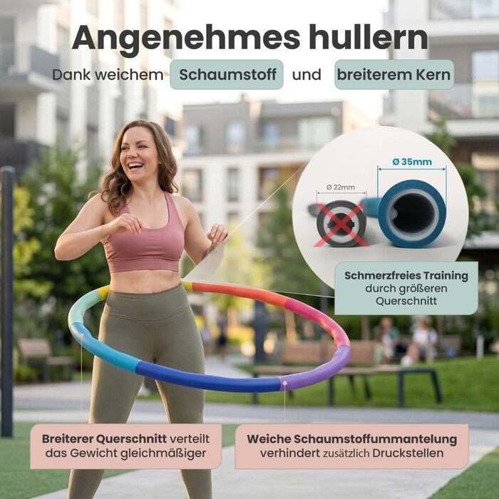 Hula Hoop обруч для схуднення, фітнес для дорослих та дітей, 104 см, 1.3 кг, пастельний