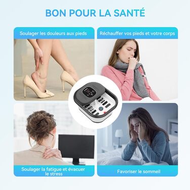 Електричне фут-масажер з підігрівом та функцією бульбашок, з червоним світлом, пемзою та роликами Shiatsu, для педикюру та розслаблення, подарунковий набір