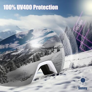 Лижна маска FEISEDY OTG з магнітною змінною лінзою, 100% UV-захист, антифог, для чоловіків і жінок, сноуборд, для окулярів, біла дзеркальна лінза, матово-біла оправа