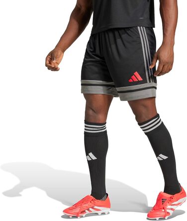 Чоловічі футбольні шорти adidas Squadra 25, чорні (Black/Team Grey Four/Pure Ruby), розмір XS