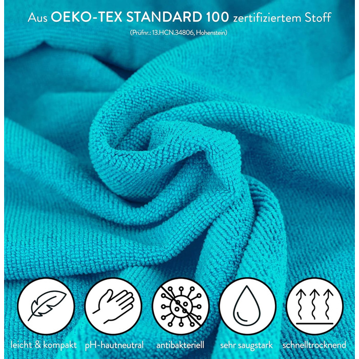 Рушник для фітнесу PEAQUE з кишенею на блискавці | Мікрофібра з фротте-структурою | Спортивний рушник для тренажерного залу | М'який, швидковисихаючий (120 x 50 см)