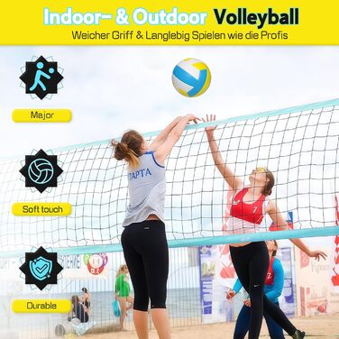 Волейбольний м'яч для пляжу та залу: тренувальний, розмір 5, з рюкзаком та насосом