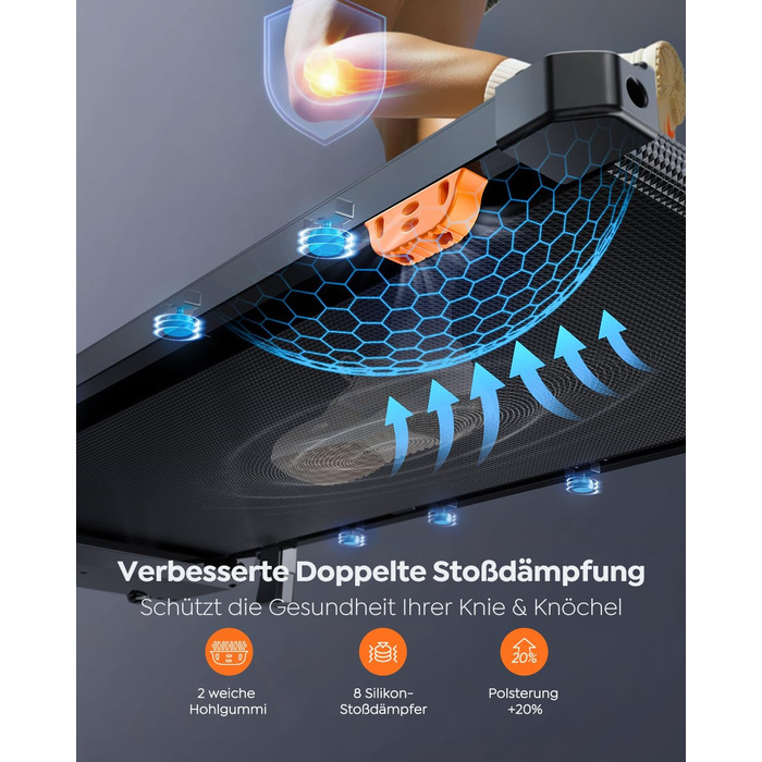Бігова доріжка для дому, Walking Pad з нахилом до 10%, швидкість 1-6 км/год, тихий 2.5HP мотор, керування через додаток, LED-дисплей, вантажопідйомність до 130 кг, компактний, потрійна амортизація, бігова доріжка для дому/офісу, жовтий
