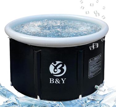 Ексклюзивна ванна для криотерапії B&Y 80 см Ø - велика надувна ванна для спортсменів, 402 л, чорна, 89x55 см