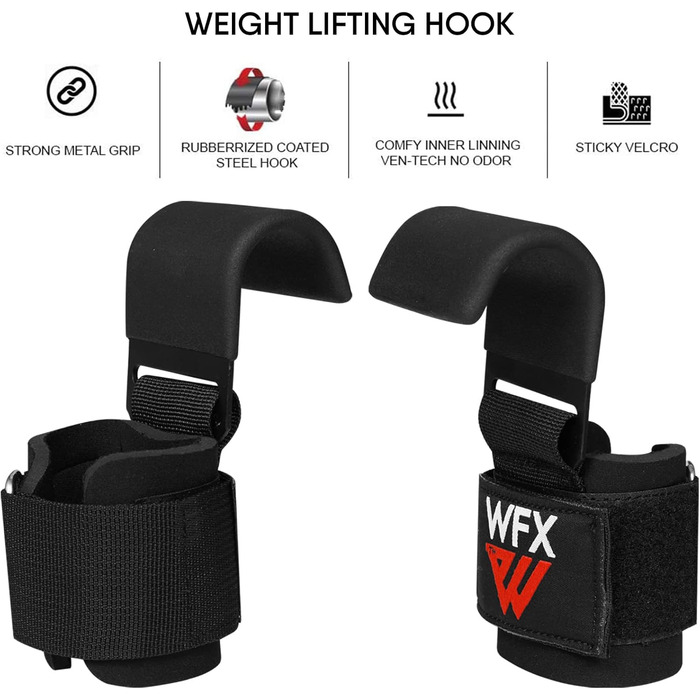 Набір для важкої атлетики: гак для тяги з гумовими ручками, захист зап'ястя з неопрену, 7 мм, для силових тренувань
