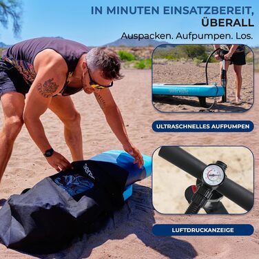 Надувний SUP-борд SereneLife для сім'ї та собак, 89см, до 200кг: комплект з веслом, насосом, рюкзаком