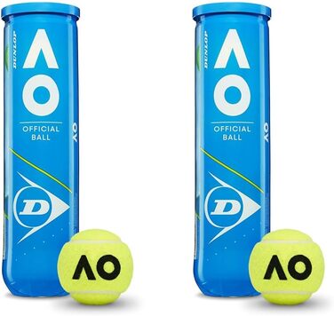 Тенісні м'ячі Dunlop Australian Open для глинистого, твердого та трав'яного покриття, 4 штуки (упаковка з 2)