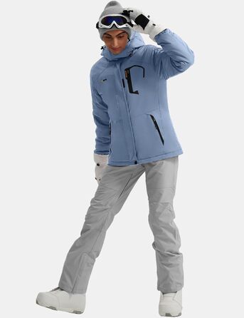 Жіноча водонепроникна гірськолижна куртка GEMYSE з флісовою підкладкою та капюшоном, для активного відпочинку, кольору смарагдова блакить (L)