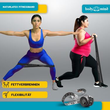 Набір еластичних стрічок для фітнесу Body & Mind® 5 шт. з різним опором, стрічки для тренувань, йоги, пілатесу та фітнесу; спортивні стрічки 100% латекс сірого кольору