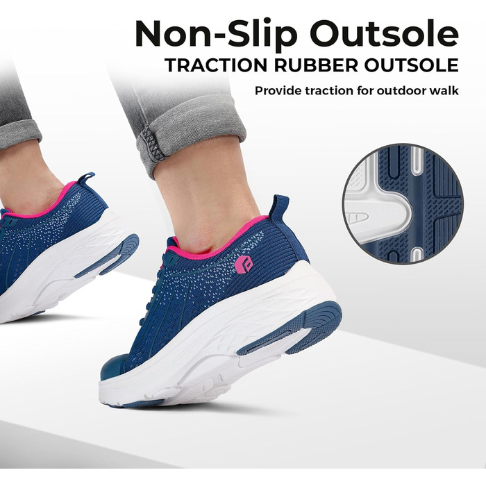 Жіночі кросівки FitVille для ходьби та бігу - широкі, дихаючі, з антиковзкою підошвою, для занять спортом та фітнесом (41 EU, блакитний, неоновий рожевий)