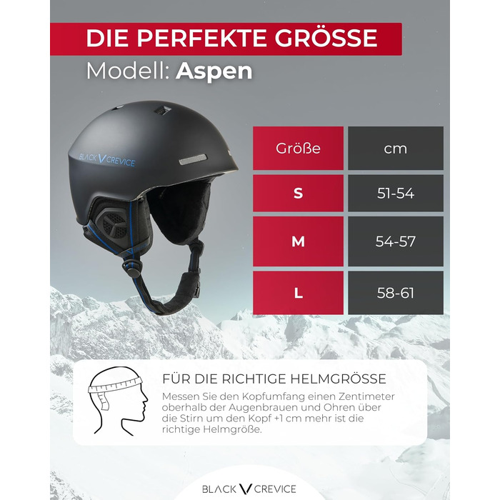 Шолом для гірських лиж та сноуборду Black Crevice Aspen, легкий Inmould, регульований RFS-система, чорний, розмір L (58-61 см)