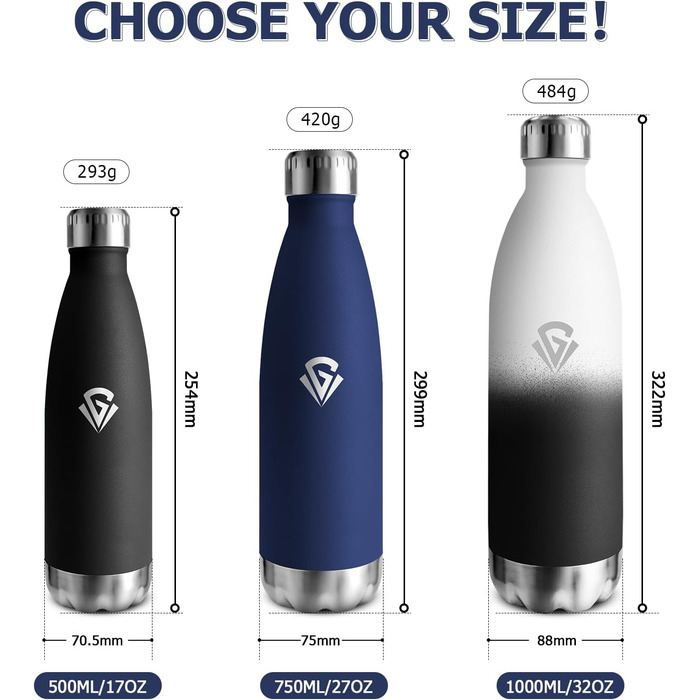 Термосфляка 750 мл, термос-пляшка з подвійними стінками, для газованої води, без BPA, витокозахисна, ізольована фляка з нержавіючої сталі для університету, роботи, подорожей, спорту, активного відпочинку, хлопчиків та дівчаток, темно-зелений (750 мл, темн