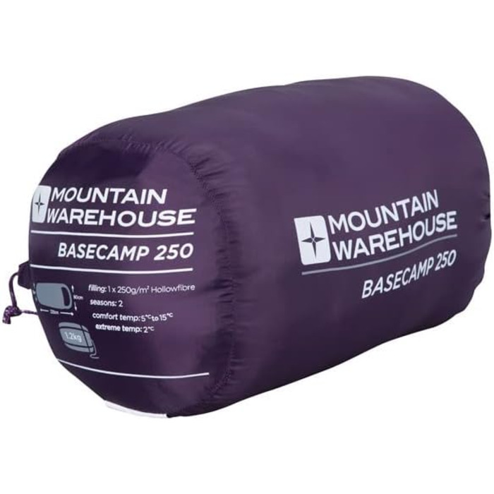 Спальний мішок Mountain Warehouse Basecamp 250 - для дорослих та дітей, блакитно-зелений (темно-фіолетовий)