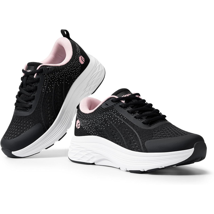 Жіночі кросівки FitVille для ходьби та бігу: широкі, дихаючі, з неслизькою підошвою, чорно-рожеві, 40 EU