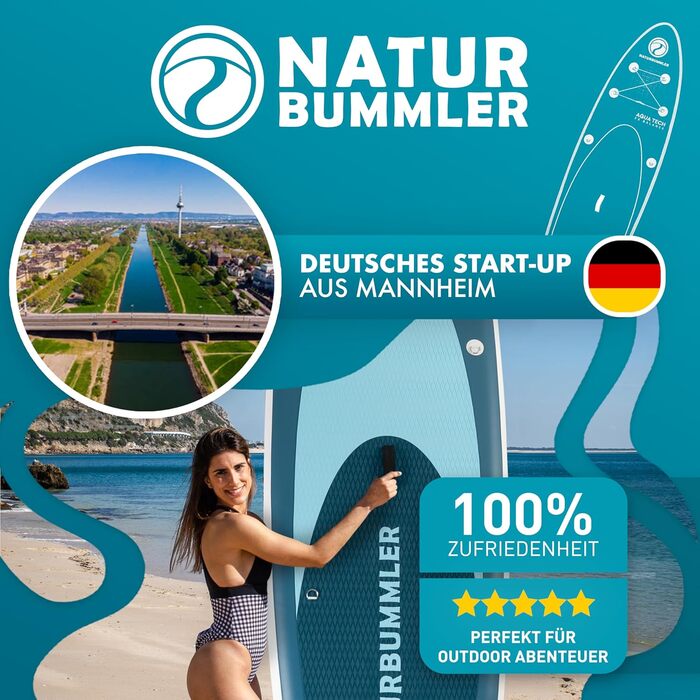 SUP дошка Naturbummler® для початківців та досвідчених, 330x81x15 см, темно-синя - Комплект для Stand Up Paddling