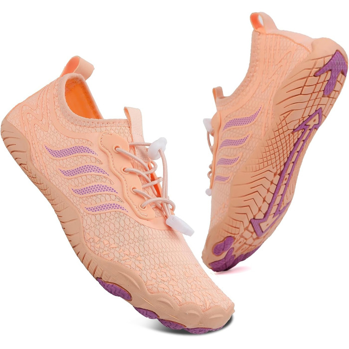 Чоботи для плавання чоловічі та жіночі, шкарпетки для пляжу, босі шкарпетки, літні плавальні черевики, аквашузи, швидко сохнуть, серфові черевики, рожеві, 38 EU