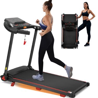 Біговий тренажер для дому, складаний, швидкість до 14 км/год, вантажопідйомність 120 кг, тримач для планшета, Bluetooth-динамік, німецька якість, USB-зарядка, кут нахилу 8%