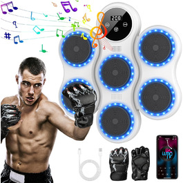 Музична боксівська машина з LED-підсвічуванням, Bluetooth, 9 режимів швидкості, підрахунок ударів, для дорослих та дітей