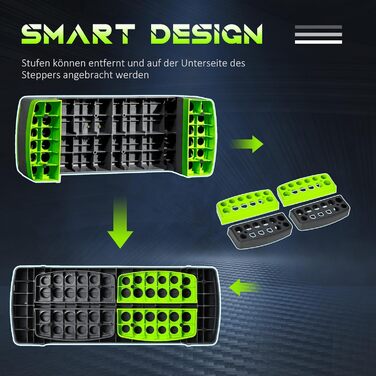 Аеробний степ-платформа HOMCOM, регульована висота, для фітнесу, домашній тренажер, 3 рівні (10/15/20 см), до 150 кг, 78x28 см, для дому і вулиці