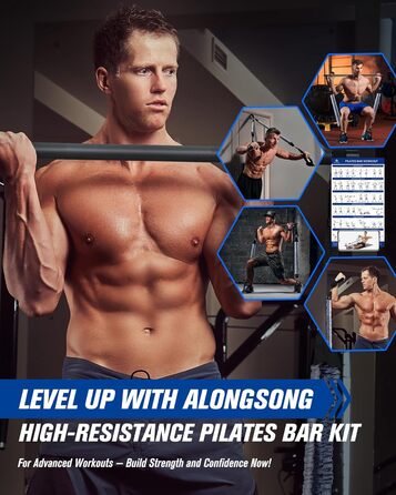 Набір для пілатесу з еластичними стрічками та стержнем для силових тренувань, 180LBS/140LBS/240LBS/360LBS, фітнес-стрічки, сірий