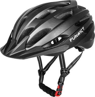 Велосипедний шолом FUNWICT для чоловіків і жінок, регульований, MTB, знімний козирок, стильний шолом для гірського та шосейного велосипеда, розмір 57-61 см, чорний матовий, титан