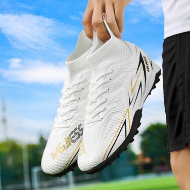 Черевики для футболу чоловічі та дитячі з високим верхом, бутси для занять футболом, залу, тренувань (білий, 41 EU)