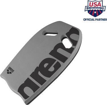 Плавальна дошка arena Kickboard, EVA, без ПВХ, срібна, 39x30 см, з отворами для хвату, аксесуар для тренувань у басейні