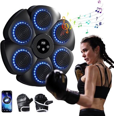 Xiaoguanlai Розумна Bluetooth настінна музична бокс-машина з рукавичками, 9 режимів швидкості, лічильник ударів, для дорослих і дітей, 2024
